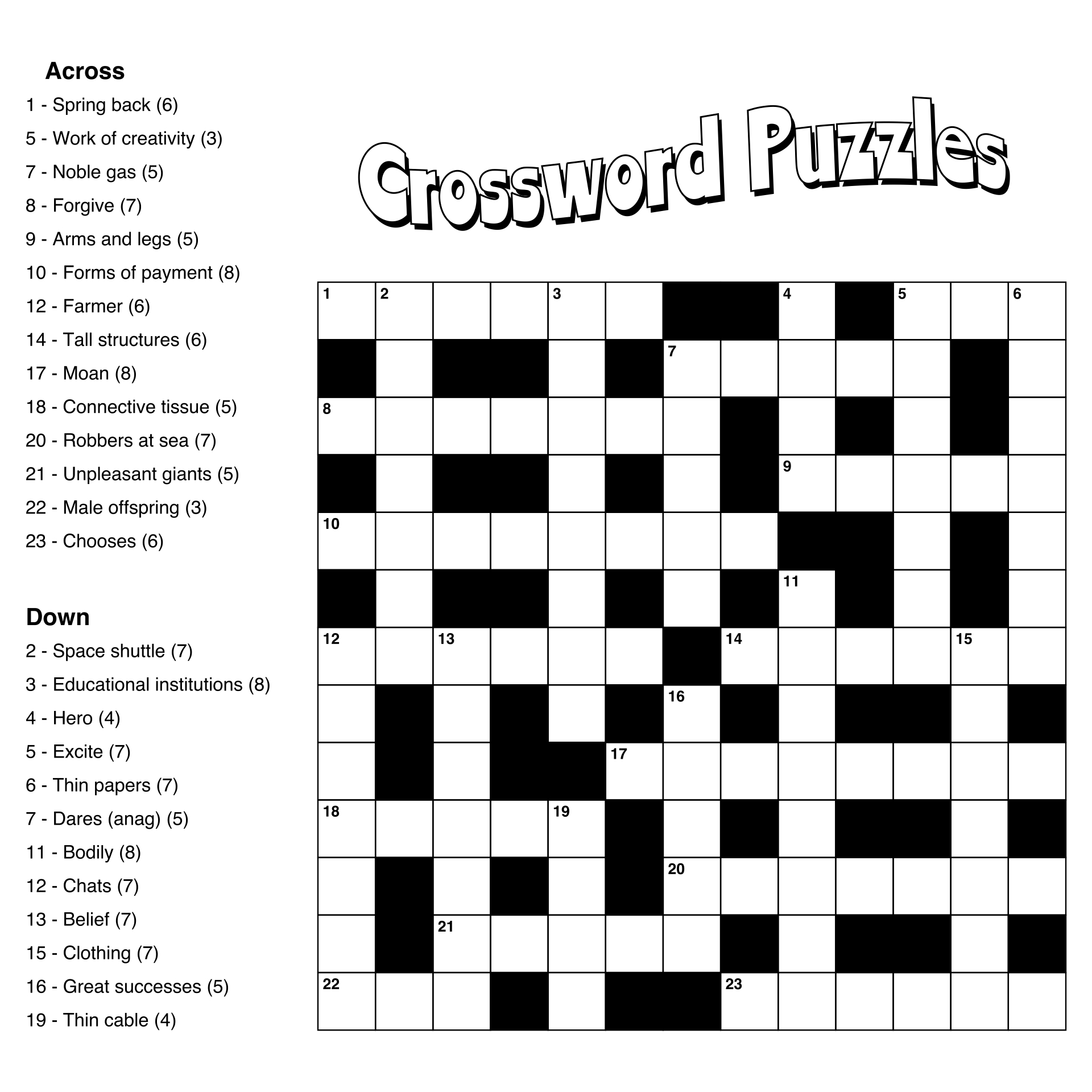 Large Print Easy Crossword Puzzles - 10 Free Pdf Printables throughout Easy Crossword Puzzles Printable For Adults