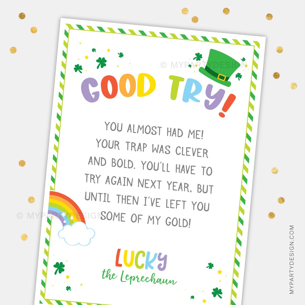 Leprechaun Trap Letter For St Patrick'S Day - My Party Design throughout Note From Leprechaun Free Printable