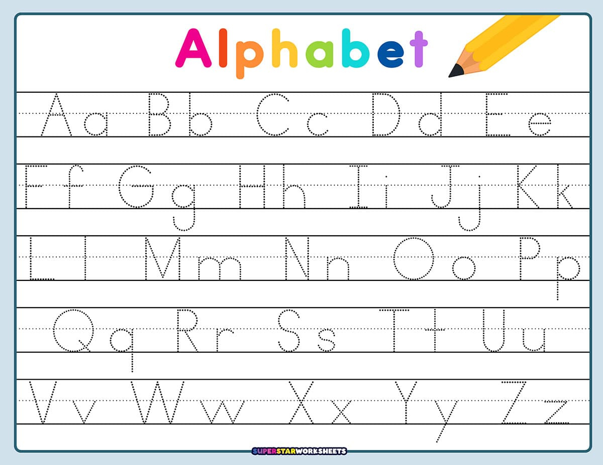 Letter Tracing Worksheets - Superstar Worksheets throughout Free Printable Tracing Letters Of The Alphabet
