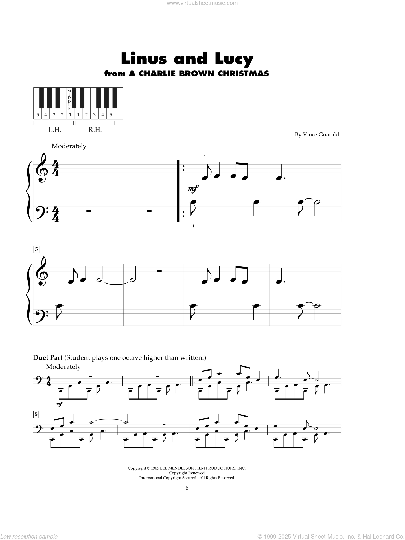 Linus And Lucy Sheet Music For Piano Solo (5-Fingers) (Pdf) intended for Linus and Lucy Piano Sheet Music Free Printable