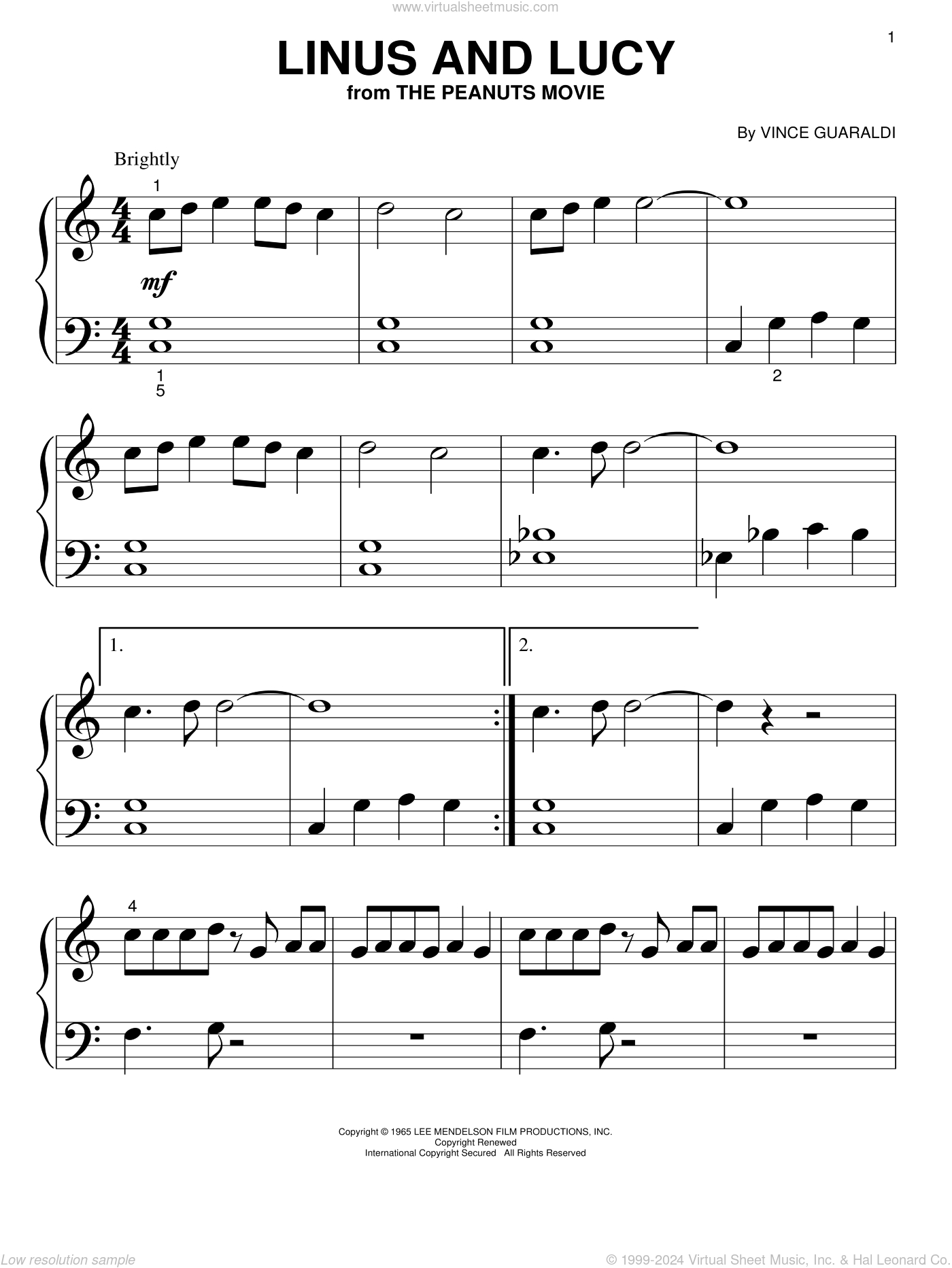 Linus And Lucy Sheet Music For Piano Solo (Big Note Book) (Pdf) intended for Linus And Lucy Piano Sheet Music Free Printable