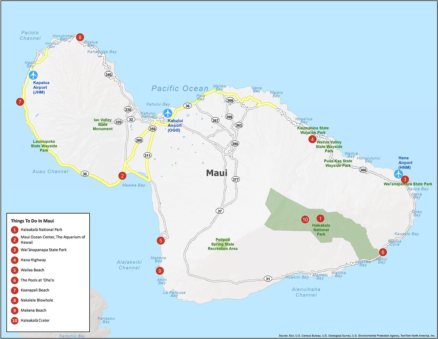 Map Of Maui Island, Hawaii - Gis Geography with regard to Printable Tourist Map of Maui