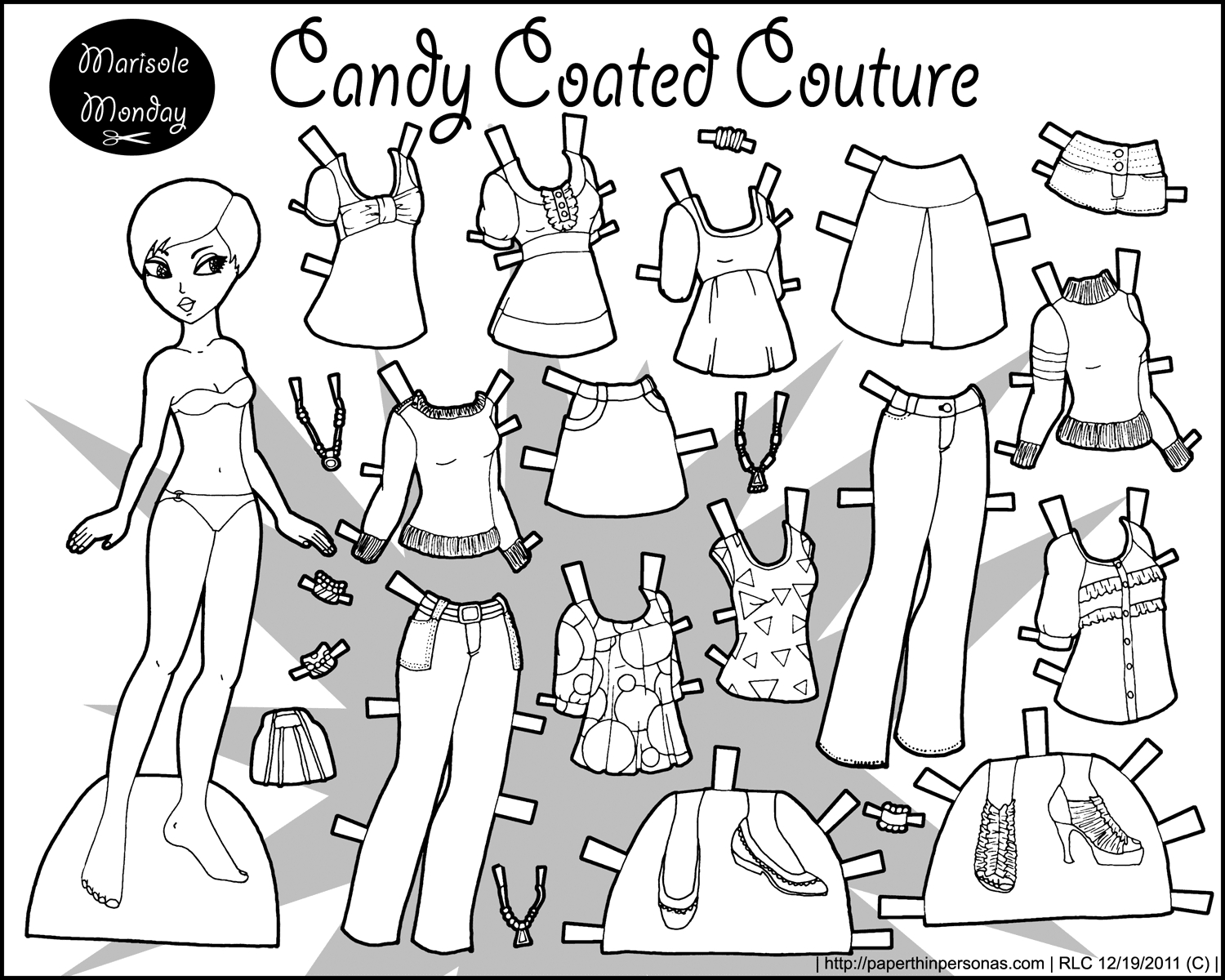Marisole Mondy & Friends: Black And White Printable Paper Dolls intended for Paper Dolls Printable Black And White