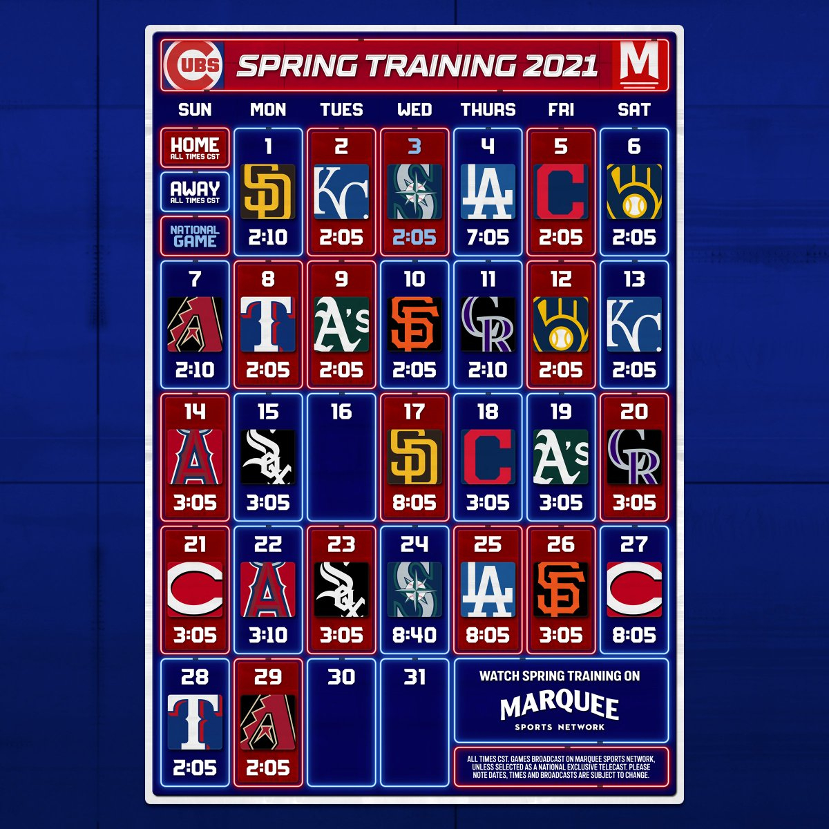 Marquee Sports Network On X pertaining to Chicago Cubs Schedule 2021 Printable