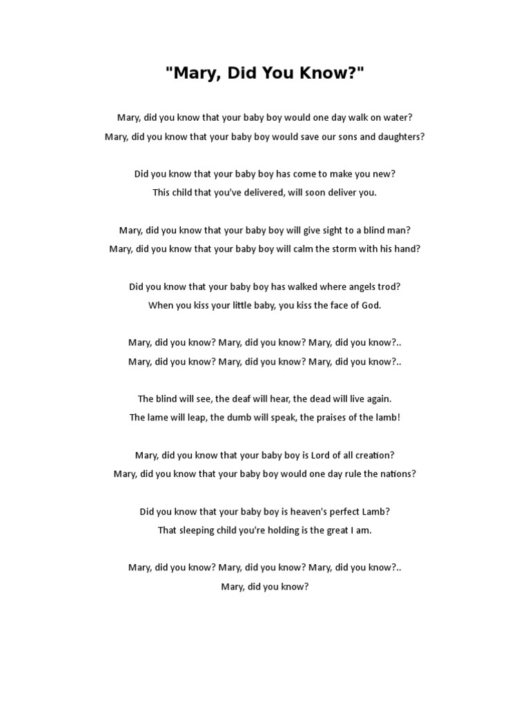 Mary Did You Know - Pentatonix Choral 5 Part Sattb | Pdf within Printable Words to Mary Did You Know