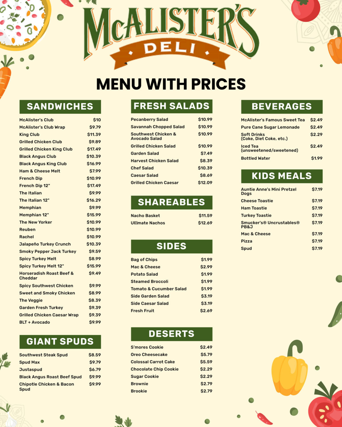 Mcalister Deli Menu With Prices: Updated 2025 | Take One in Mcalister'S Printable Menu With Prices And Pictures