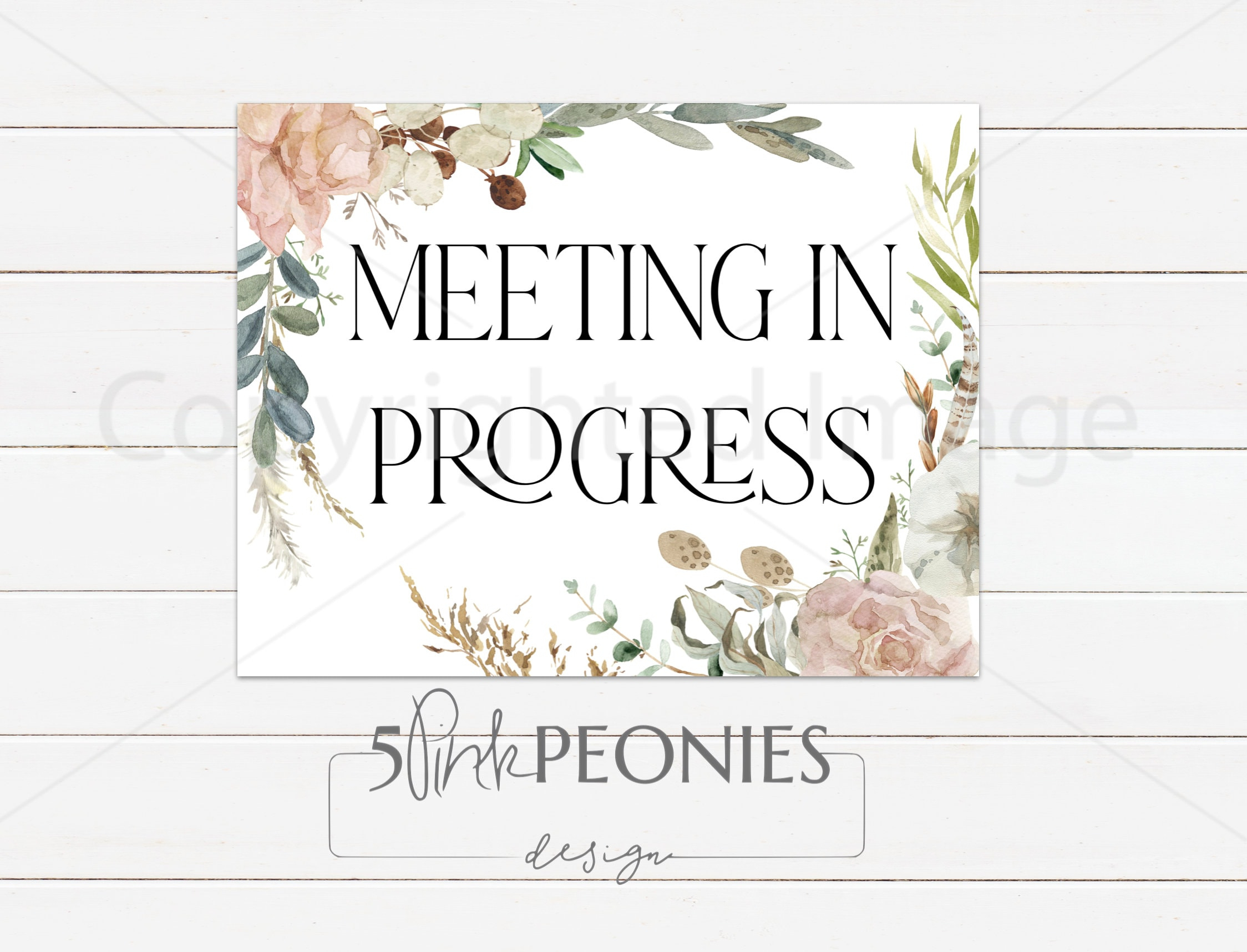 Meeting In Progress Printable Sign- Instant Download - Printable throughout Cute Meeting In Progress Sign Printable Free