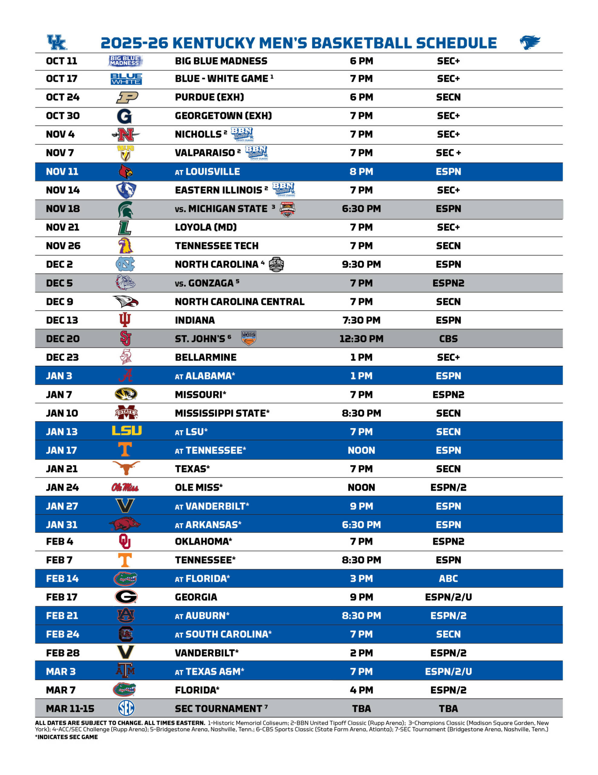 Men'S Basketball Announces 2025-26 Finalized Schedule within Printable Ku Men'S Basketball Schedule