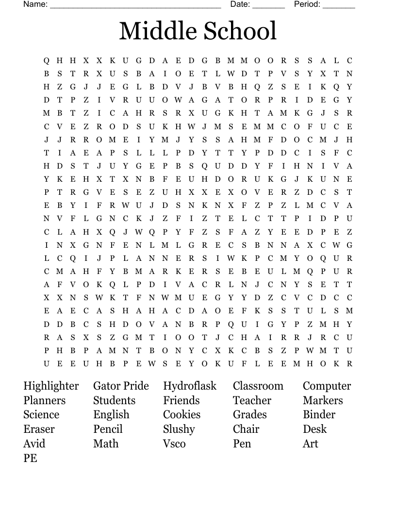 Middle School Word Search - Wordmint intended for Free Printable Word Searches For Middle School