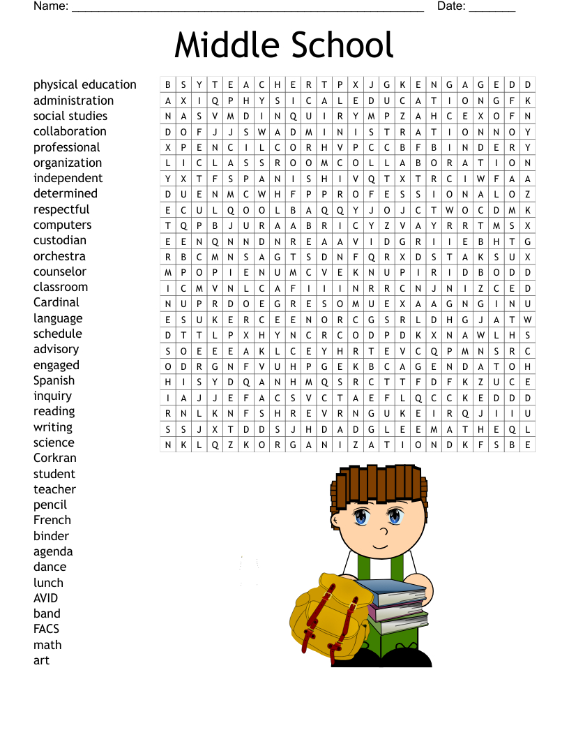 Middle School Word Search - Wordmint within Free Printable Word Searches For Middle School
