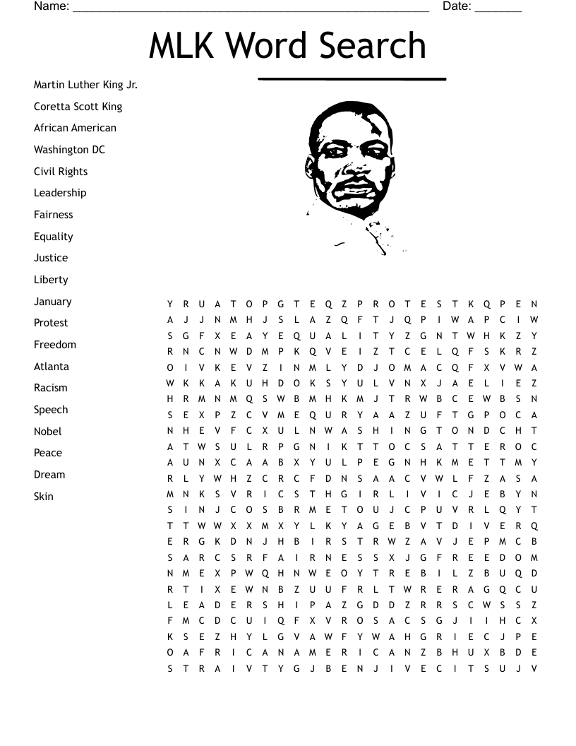 Mlk Word Search - Wordmint for Martin Luther King Word Search Free Printable