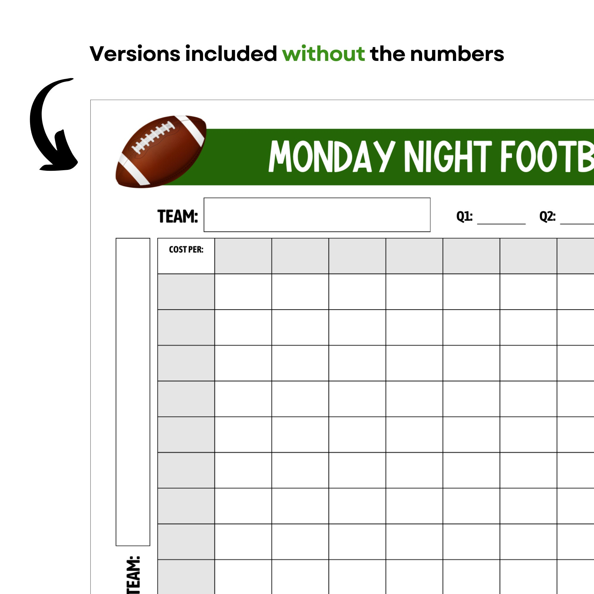 Montag Abend Football Quadrate, Pro Football Quadrate, College throughout Monday Night Football Schedule Printable