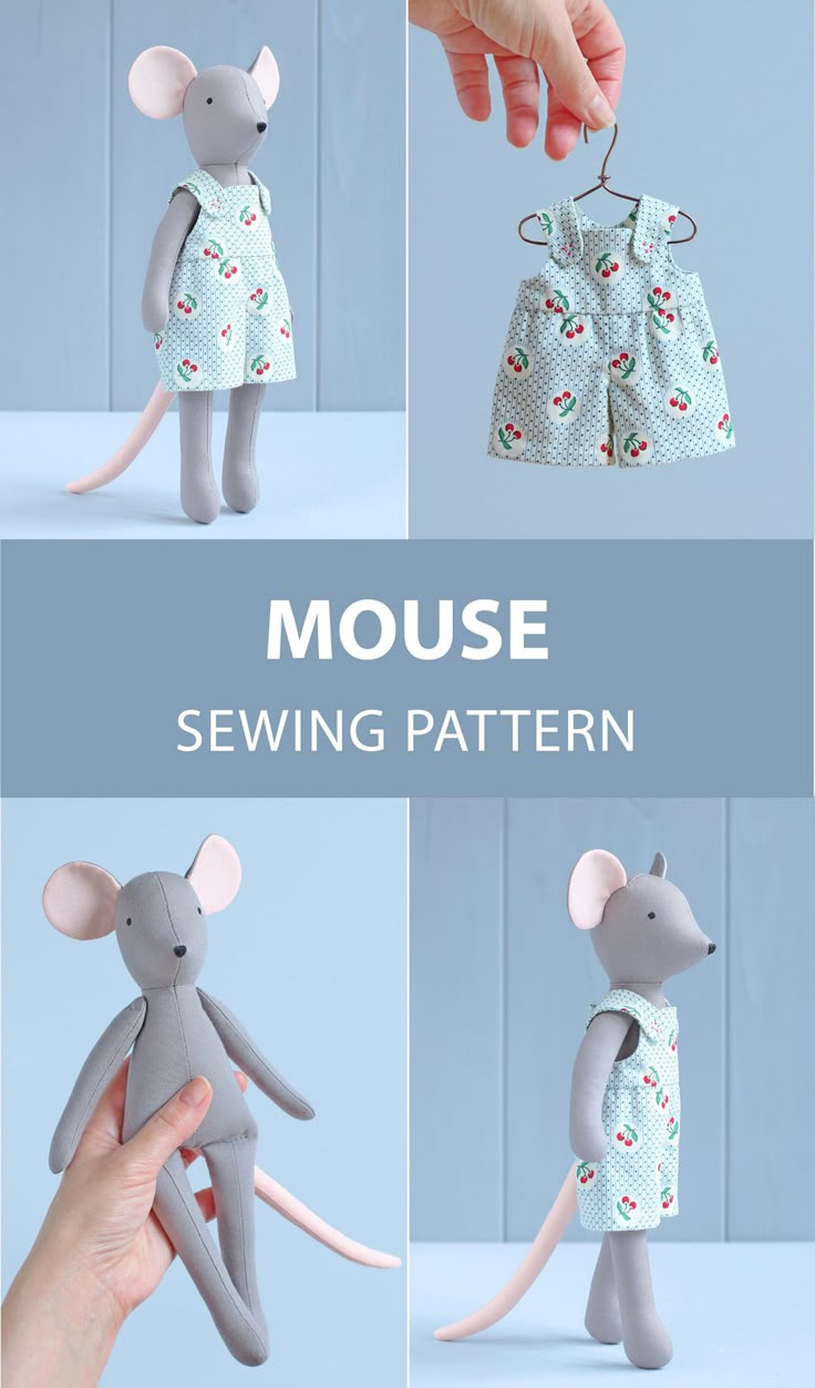 Mouse Doll With Clothes Sewing Pattern — Diy Soft Toy, Animal Doll with Printable Free Mouse Sewing Pattern