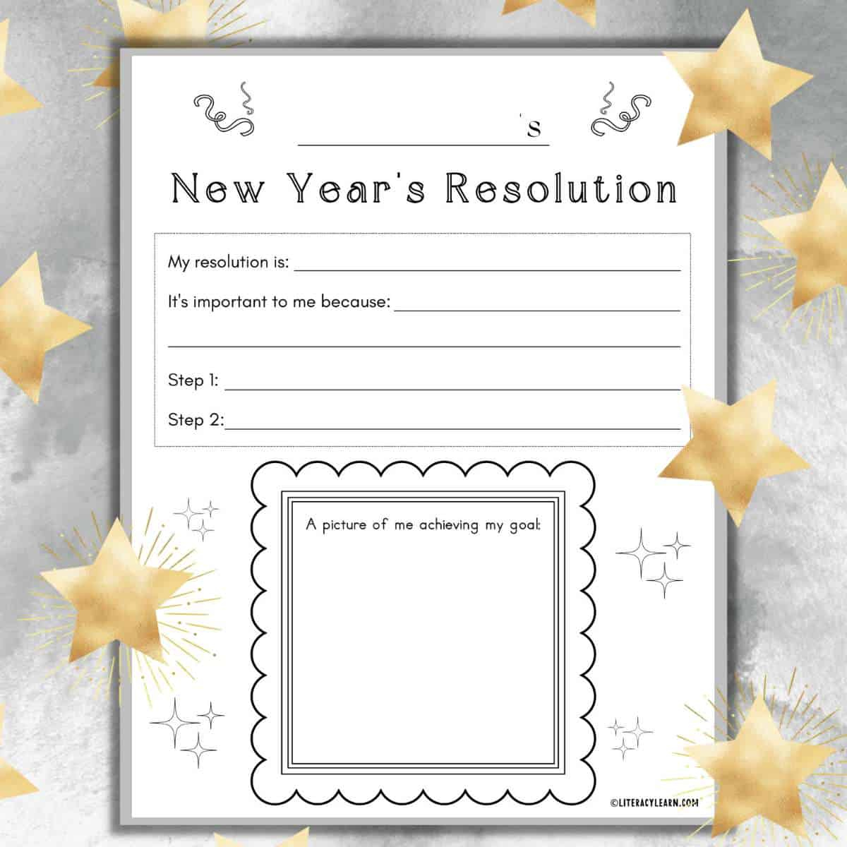 New Year'S Resolution Free Worksheet - Literacy Learn with New Year's Resolutions Printables
