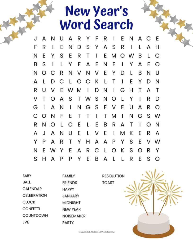 New Year'S Word Search Free Printable intended for New Years Word Search Free Printable