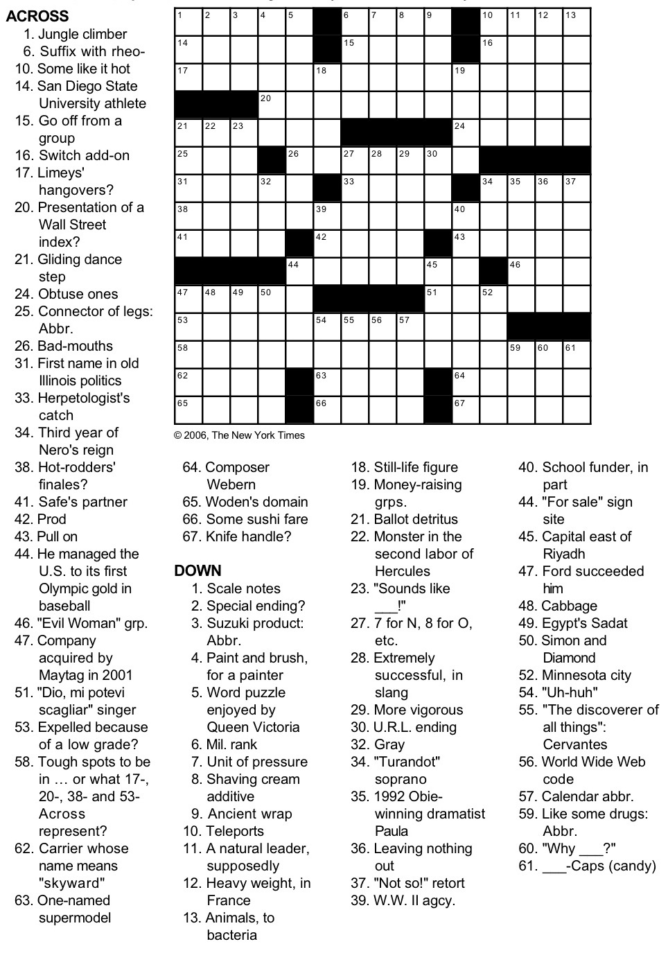 New York Times Crossword Puzzlegeorge Barany And Michael Shteyman with Free Printable Nytimes Crossword Puzzles