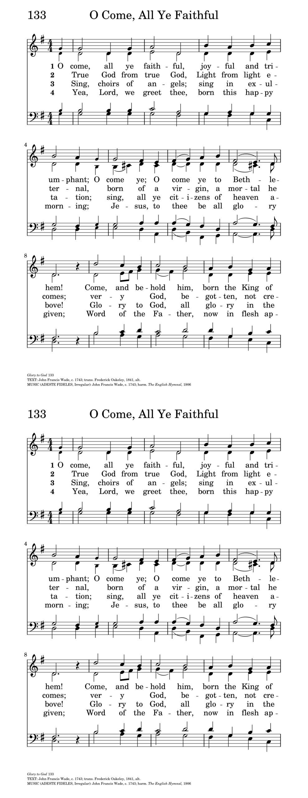 O Come, All Ye Faithful | Hymnary with Lyrics To O Come All Ye Faithful Printable