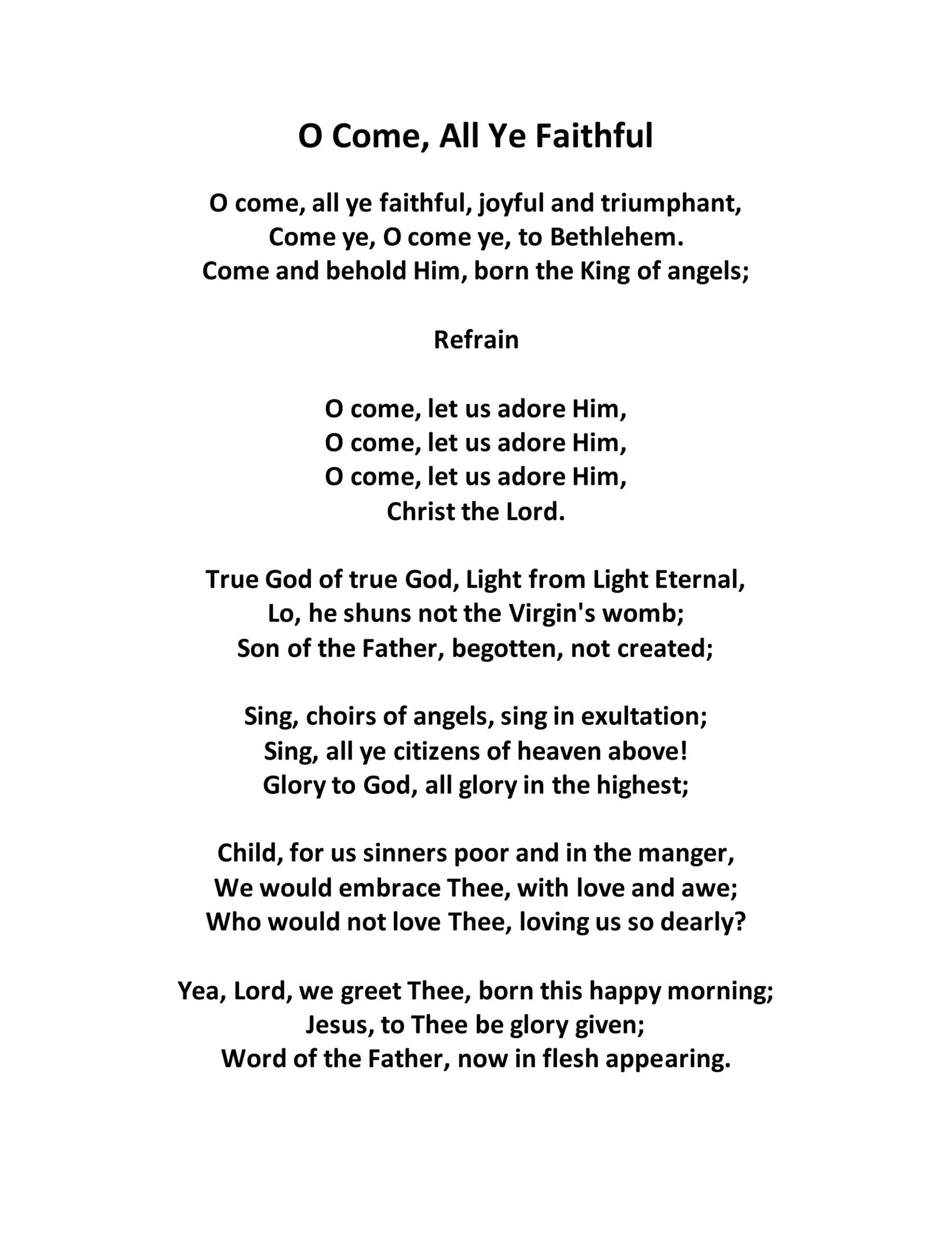 O Come | Docx in O Come All Ye Faithful Lyrics Printable