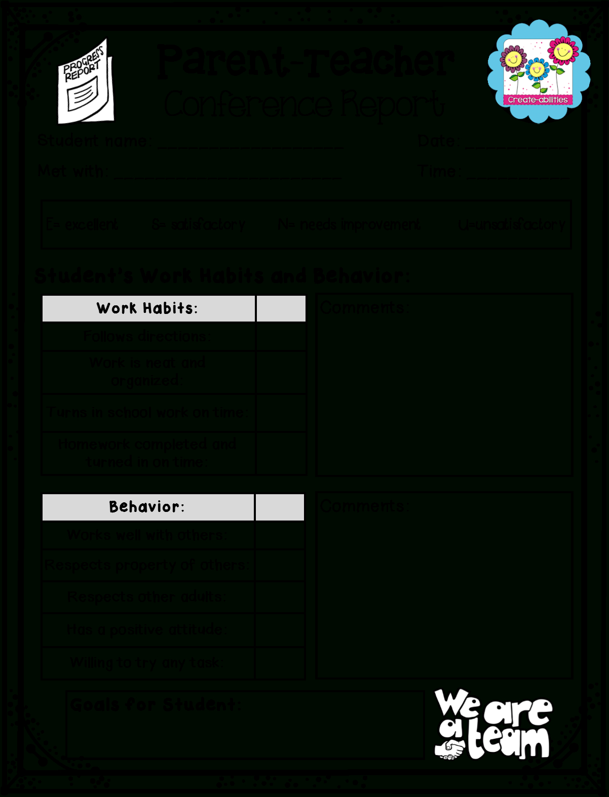 Parent Conference Form Template - Business Plan Templates intended for Parent Teacher Conference Form Free Printable