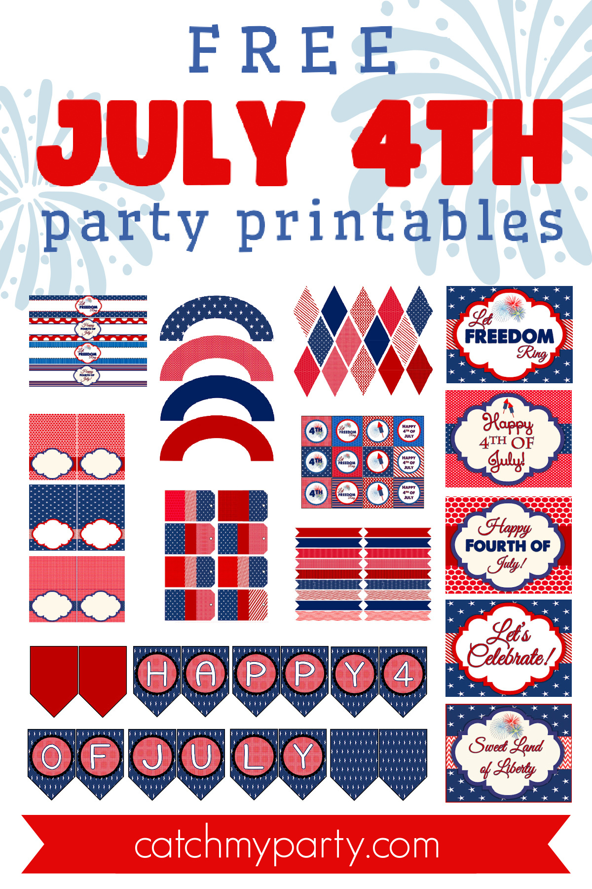 Party On! Free 4Th Of July Printables | Catch My Party regarding Free Printable Fourth of July