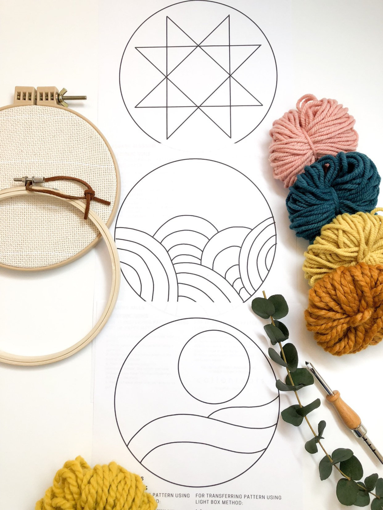 Pdf Muster Bundle, Punch Needle Patterns, Rug Hooking Pattern with Printable Easy Punch Needle Patterns