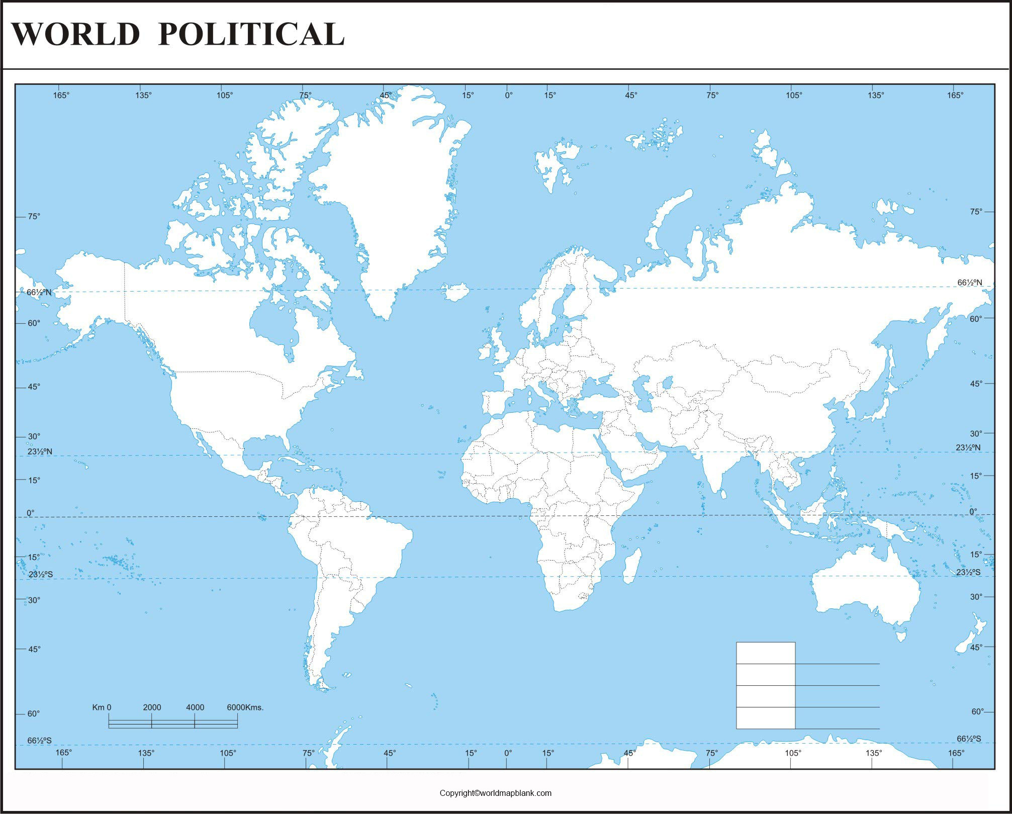 Politische Weltkarte Zum Ausdrucken – Kostenloser Download for Map of the World Blank Printable