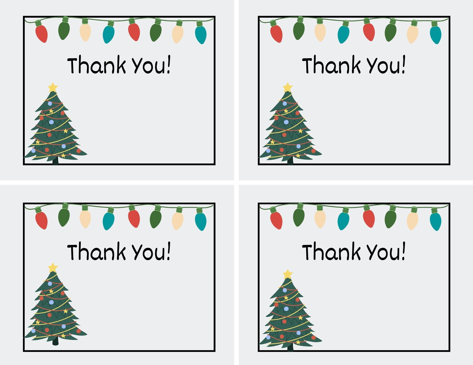 Printable Christmas Thank You Cards For Teachers, Students, Or for Free Printable Xmas Thank You Cards