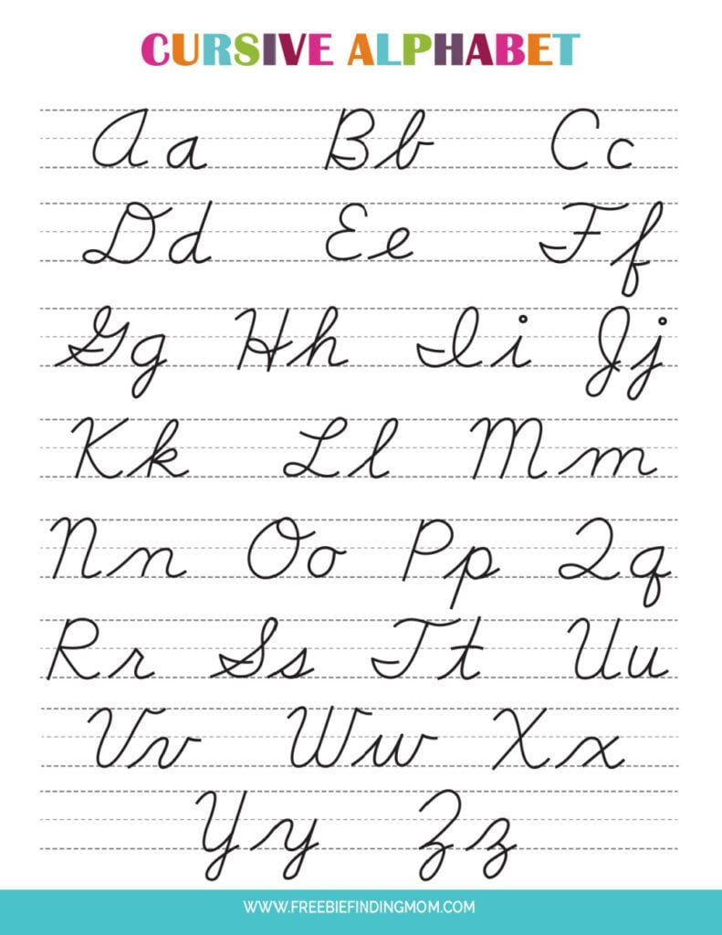 Printable Cursive Alphabet Chart Pdf (Upper And Lowercase Letters) intended for Printable Cursive Letters Uppercase and Lowercase
