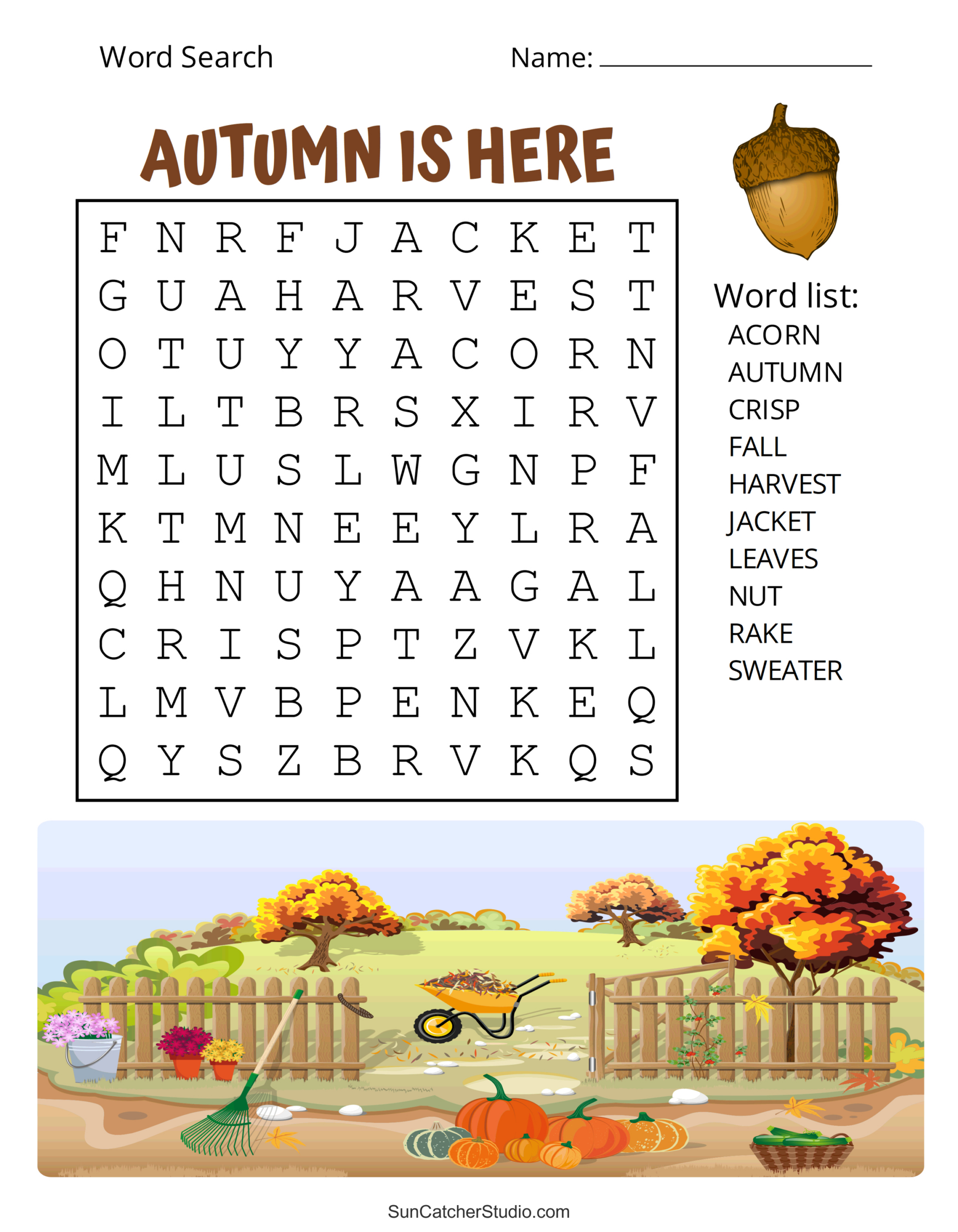 Printable Fall Word Search Puzzles (Autumn Word Search) – Free intended for Printable Fall Word Search Puzzles