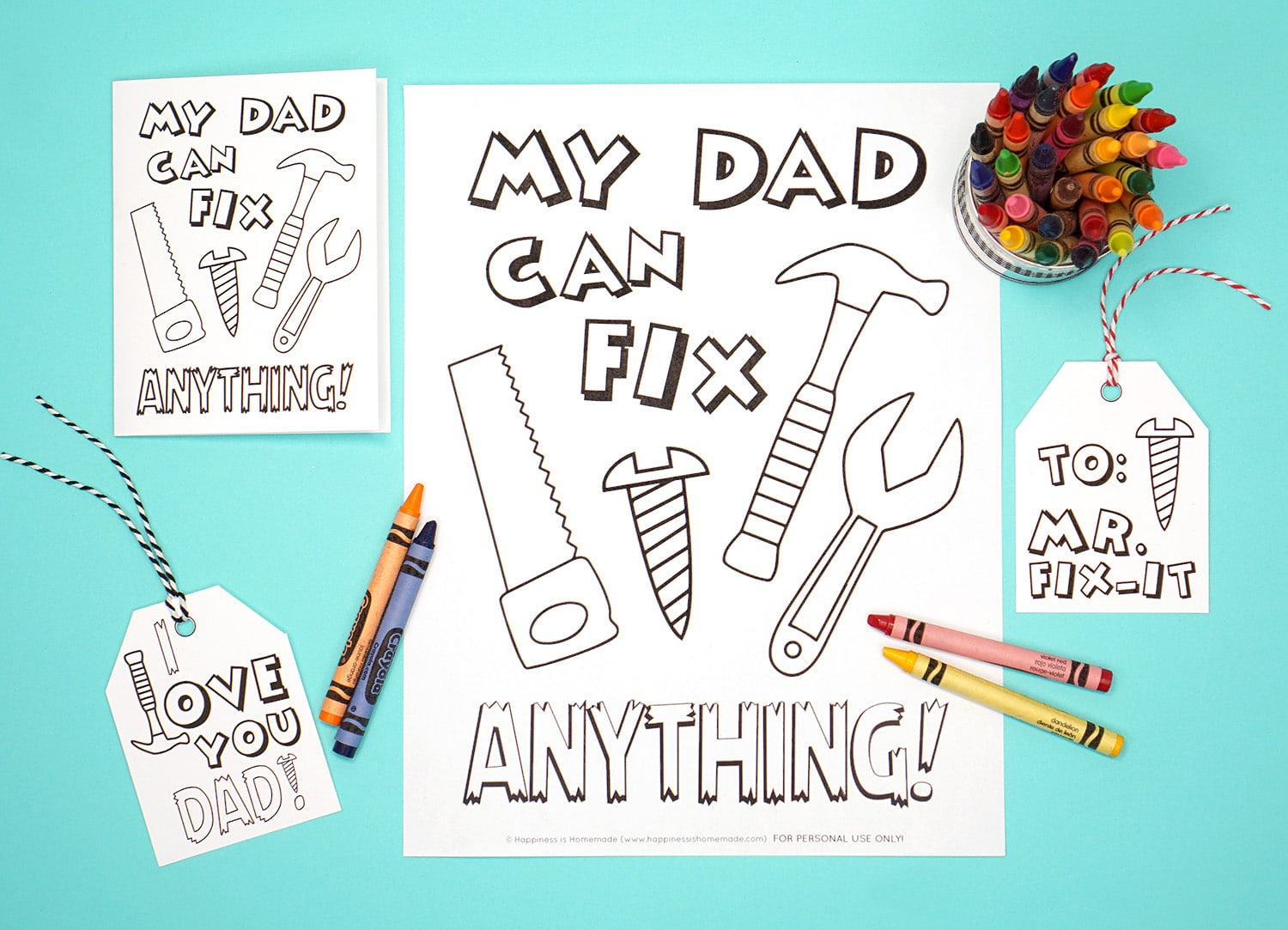 Printable Father'S Day Card + Coloring Page - Happiness Is Homemade in Free Printable Fathers Day Crafts