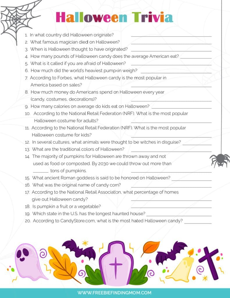 Printable Halloween Trivia Questions And Answers with Halloween Trivia Questions And Answers Printable