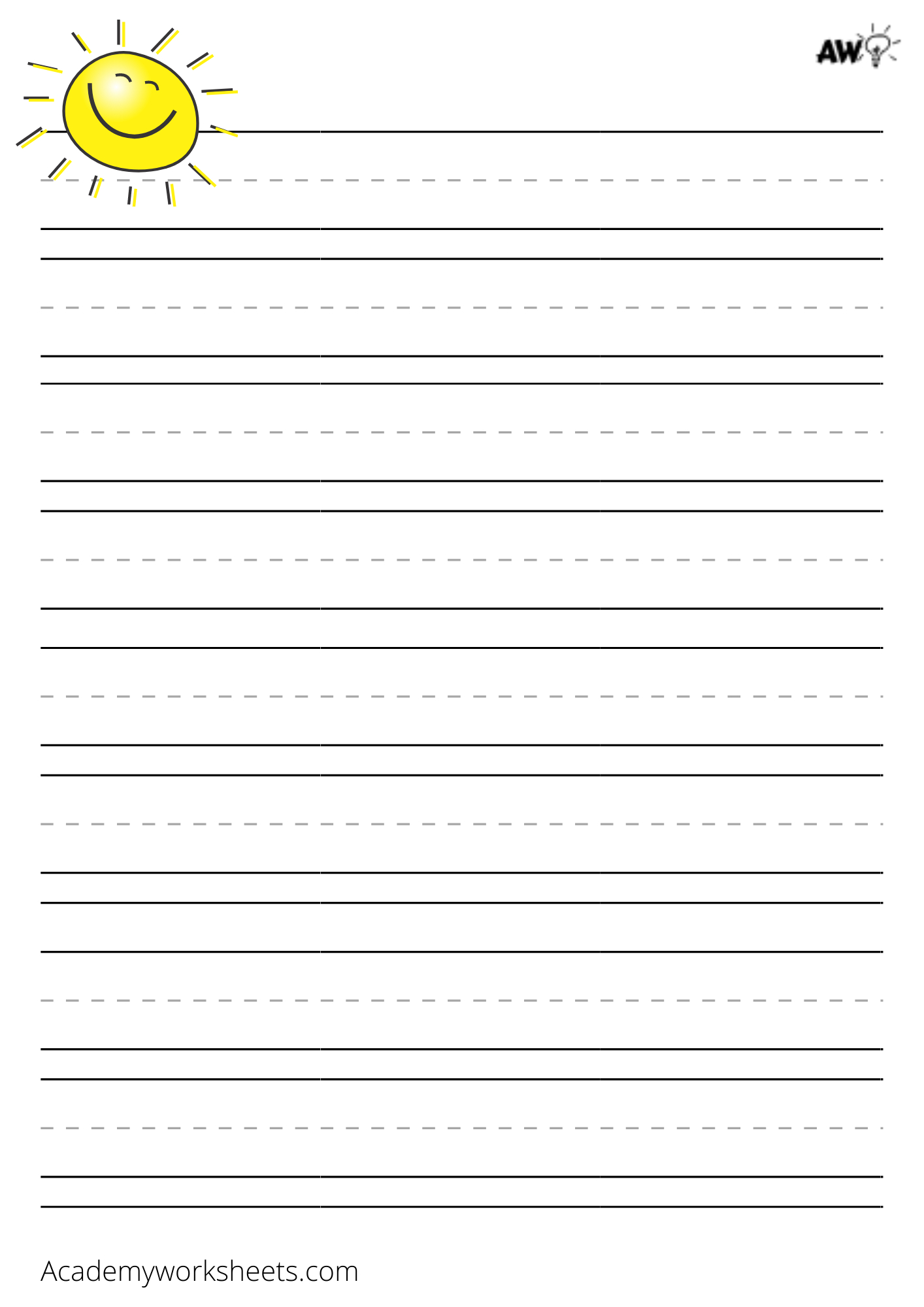 Printable Lined Paper For Kids - Academy Worksheets - Worksheets within Kindergarten Lined Paper Printable Free Download