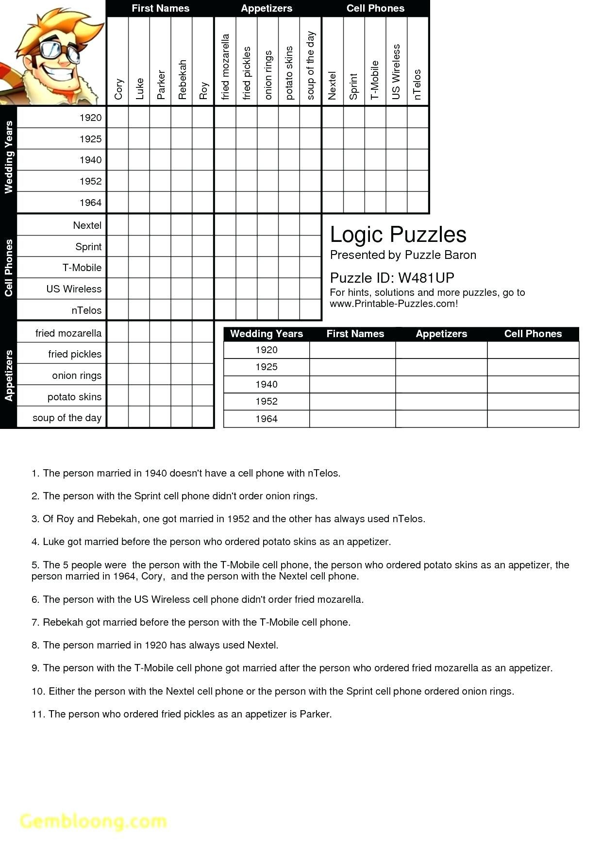 Printable Logic Puzzle Grid Blank - Printable Crossword Puzzles in Free Logic Grid Puzzles Printable
