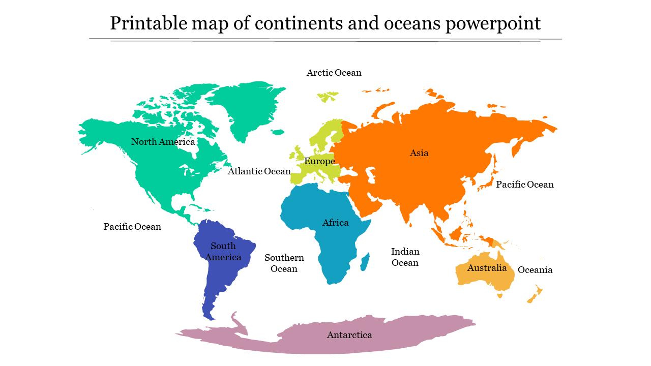 Printable Map Of Continents And Oceans Ppt And Google Slides for Continents And Oceans Map Printable