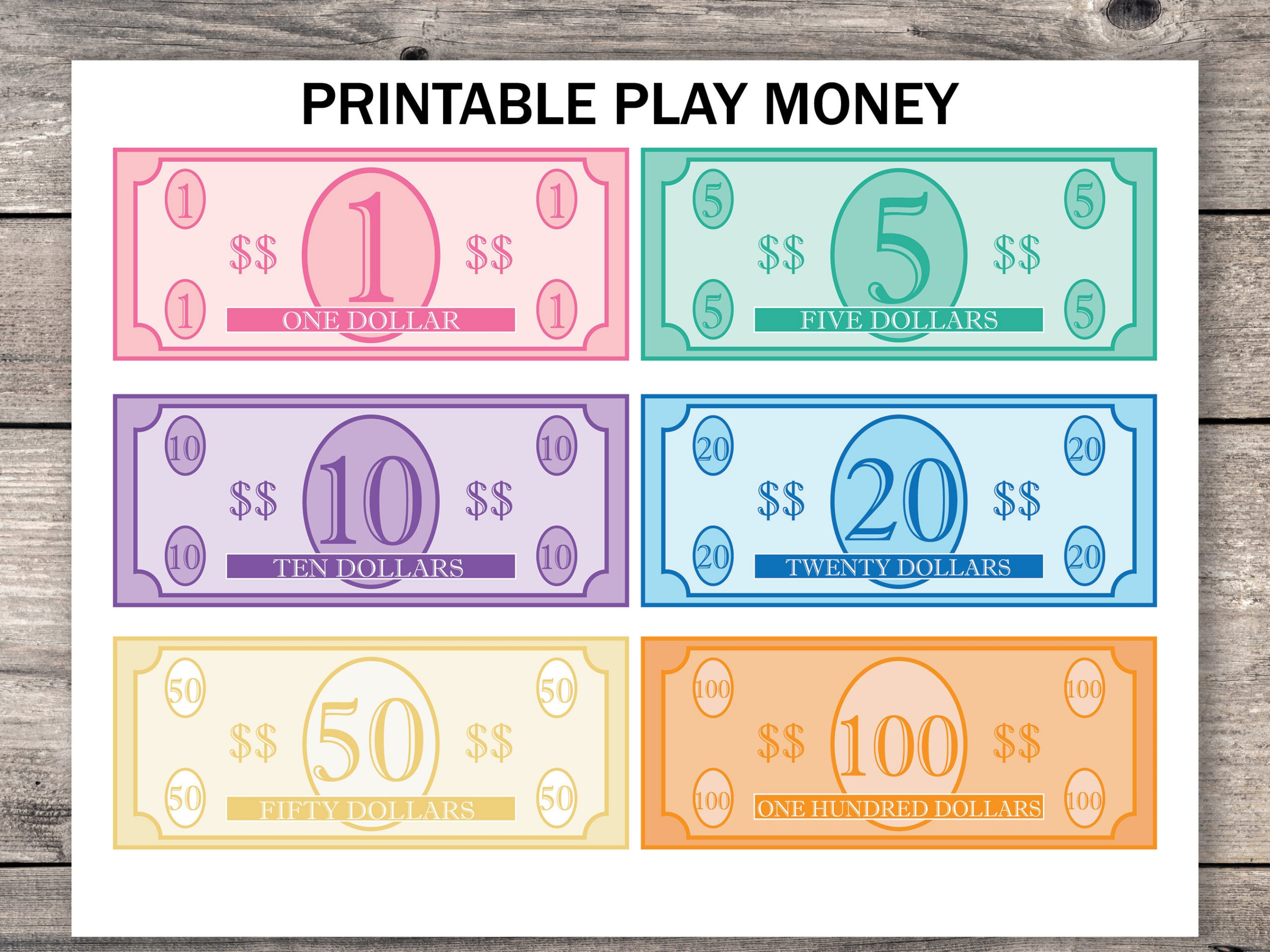 Printable Play Money, Pretend Play Money, Play Food Money in Printable Fake Money For Kids