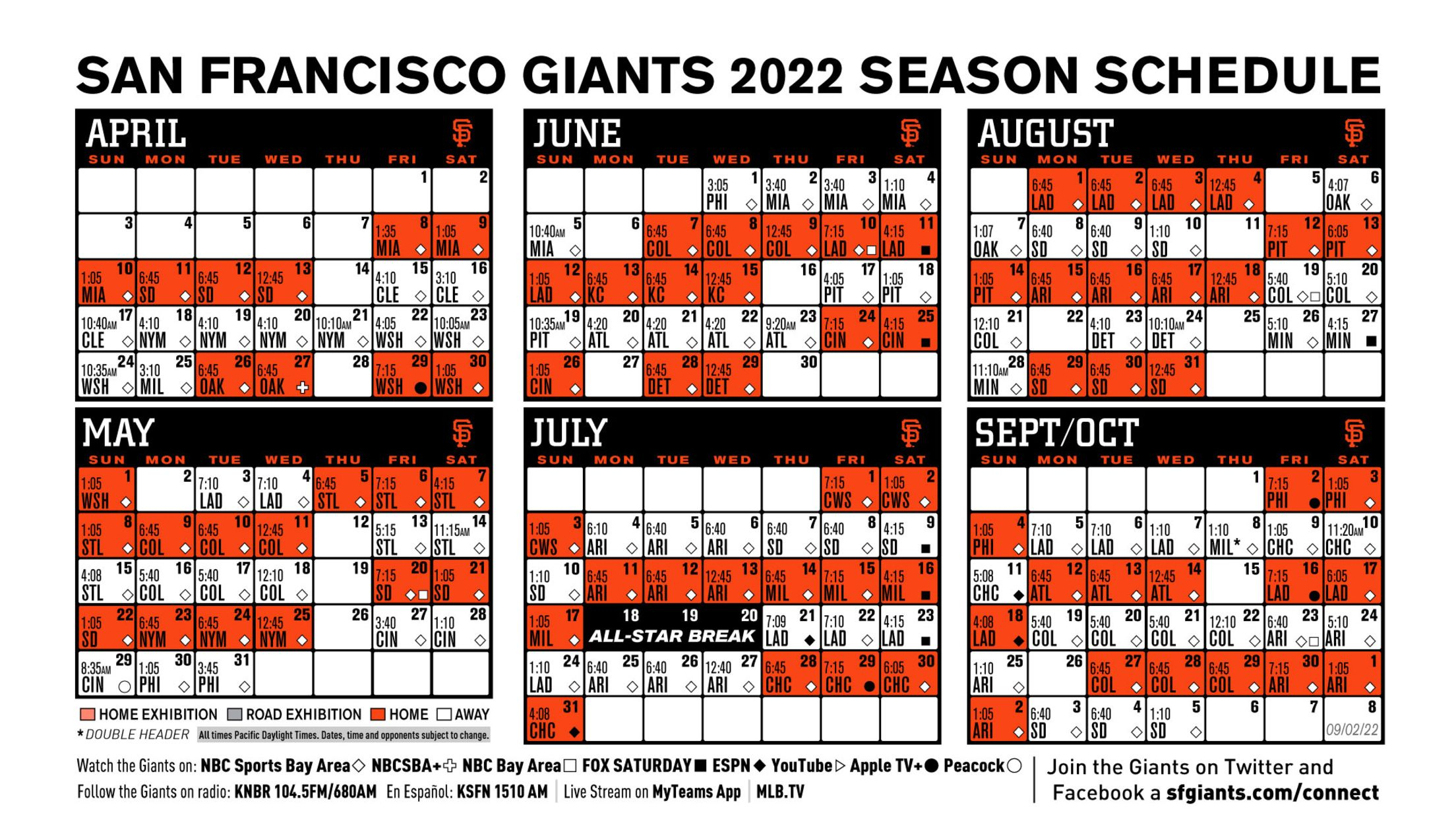 Printable Schedule | San Francisco Giants inside San Francisco Giants Schedule Printable