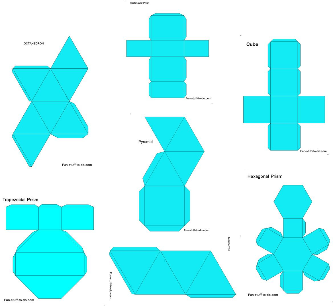 Printable Shapes inside Free Printable 3d Shapes to Cut Out