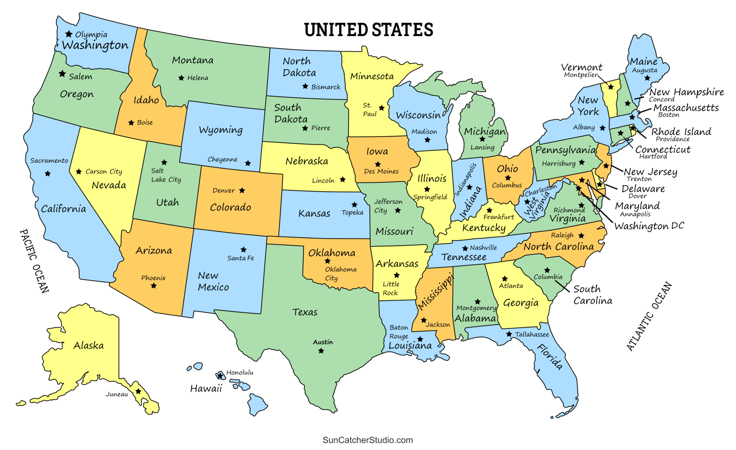 Printable Us Maps With States (Usa, United States, America) – Free with Pdf States And Capitals Map Printable