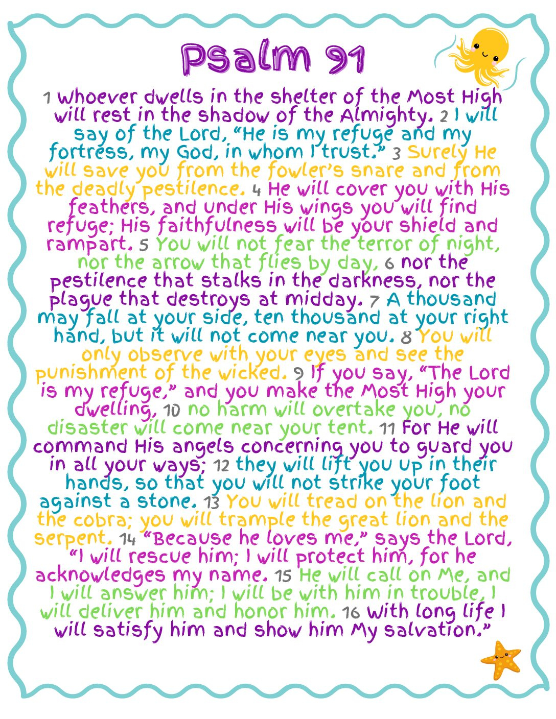 Psalm 91 For Kids - Free Printout ~ Green Eyed Grace inside Printable Free Printable Psalm 91 Prayer
