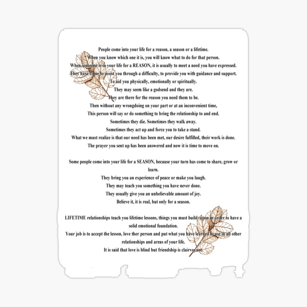 Reason, Season Or Lifetime!" Canvas Print For Salegretam for Reason Season Lifetime Poem Printable