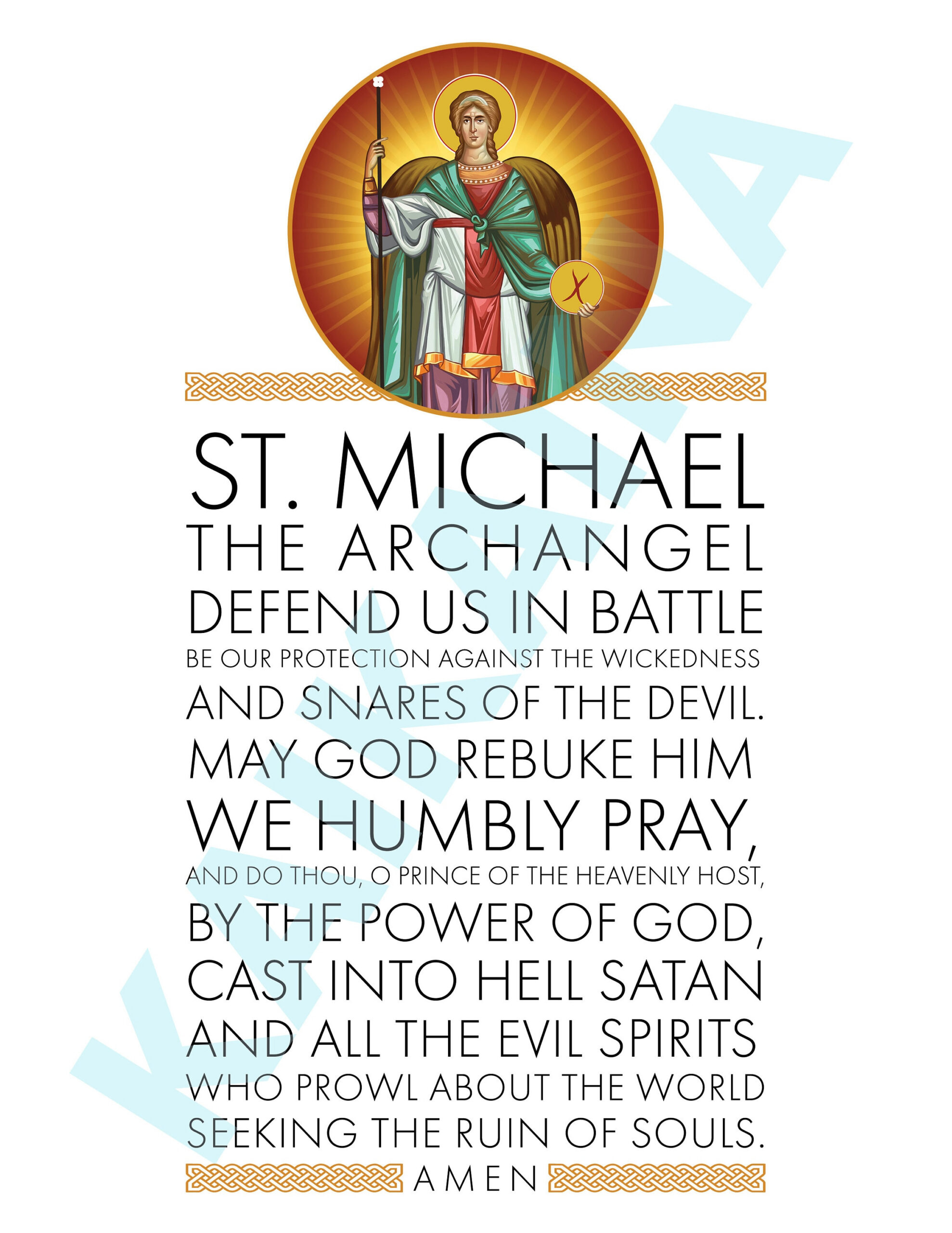 Saint Michael The Archangel Prayer 8.5 X 11" Poster, Downloadable inside St Michael The Archangel Prayer Printable
