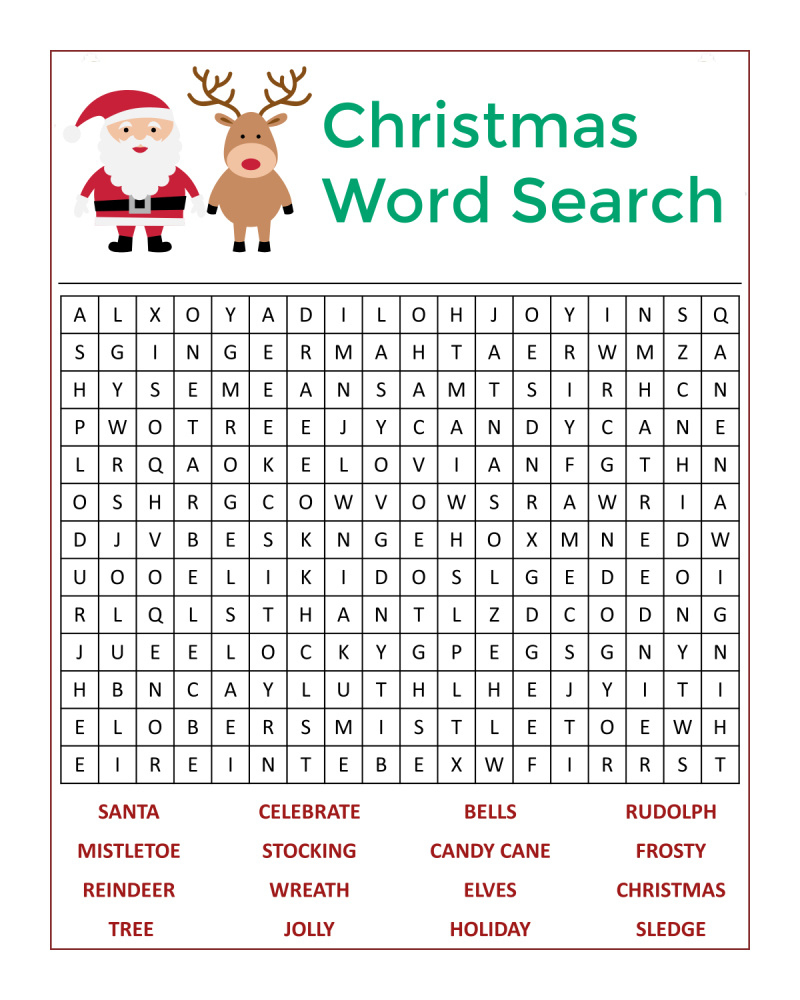 Santa'S Christmas Word Search Activity Page - Mama Likes This with regard to December Word Search Free Printable