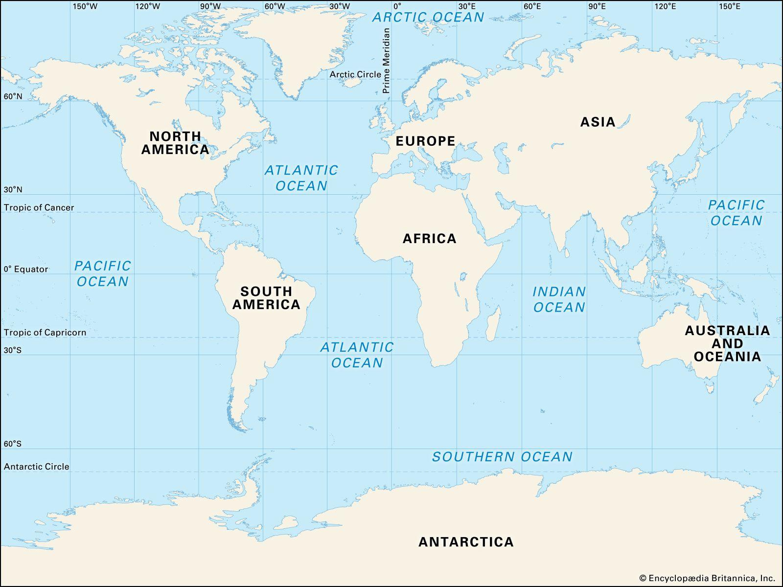 School Learning Zone - Oceans And Continents intended for Continents and Oceans Map Printable