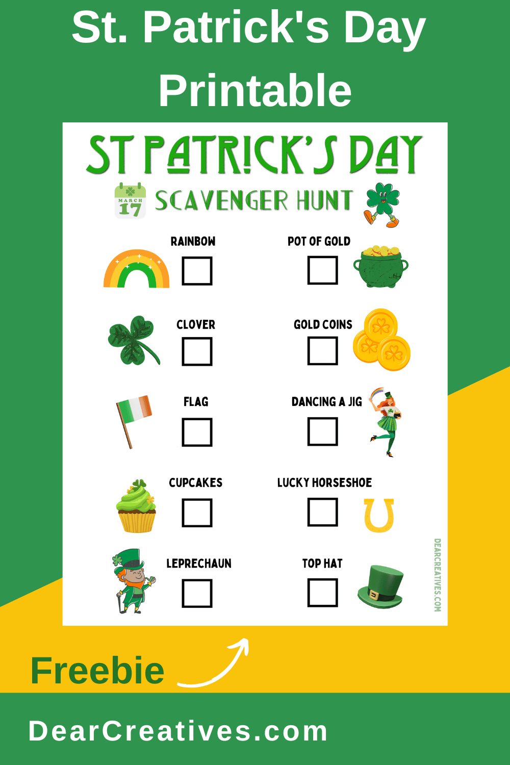 St. Patrick'S Day Scavenger Hunt Printable Dear Creatives with regard to St Patrick'S Scavenger Hunt Printable