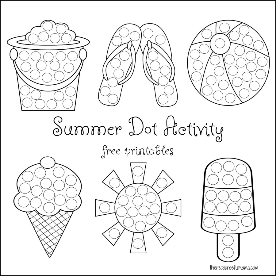 Summer Dot Activity {Free Printables} - The Resourceful Mama inside Summer Do a Dot Printables