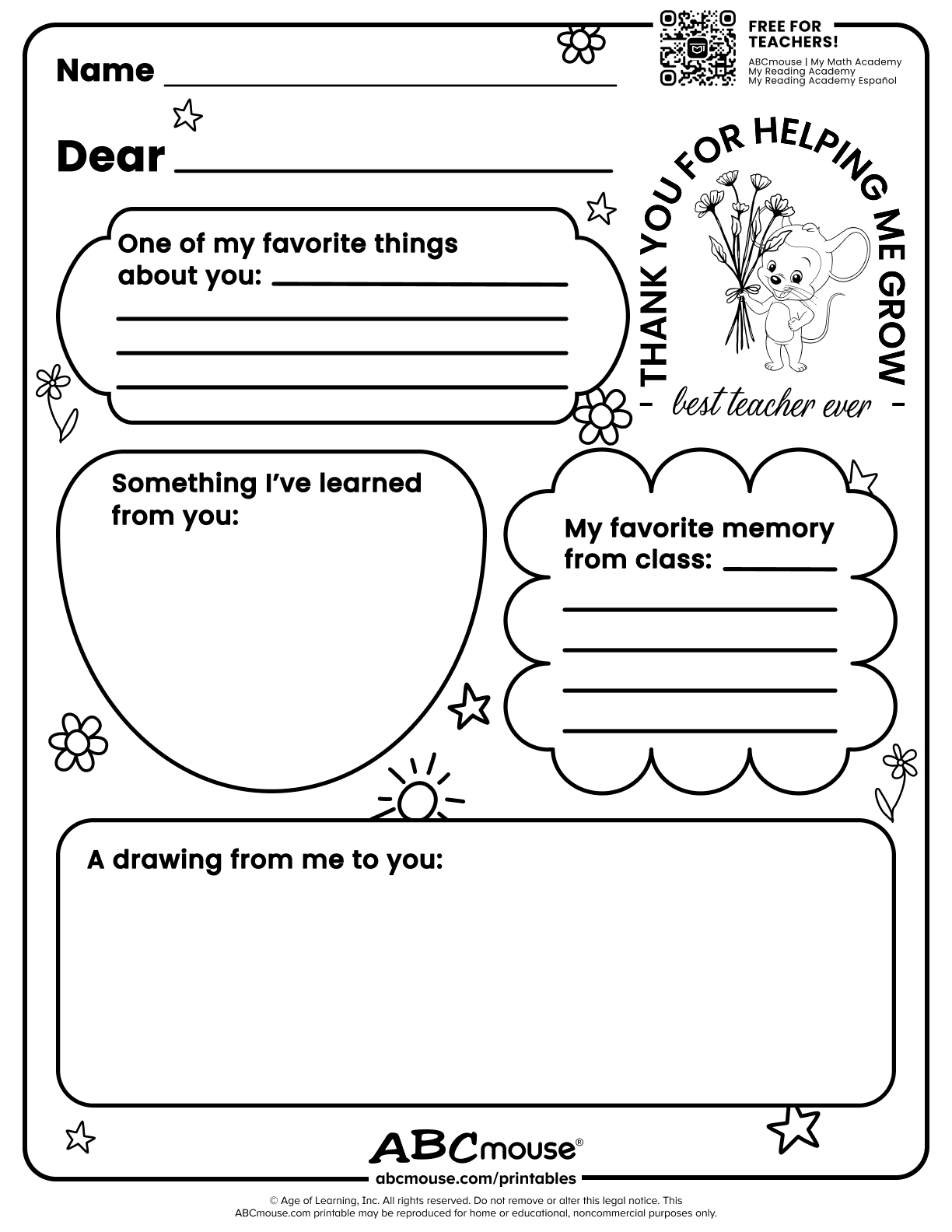 Teacher Appreciation (Free Printable!) | Abcmouse throughout Free Teacher Appreciation Printables