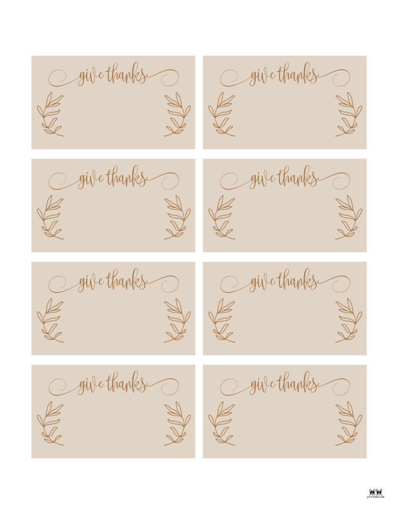 Thanksgiving Place Cards - 15 Free Printable Sets | Printabulls with regard to Free Printable Thanksgiving Name Place Cards