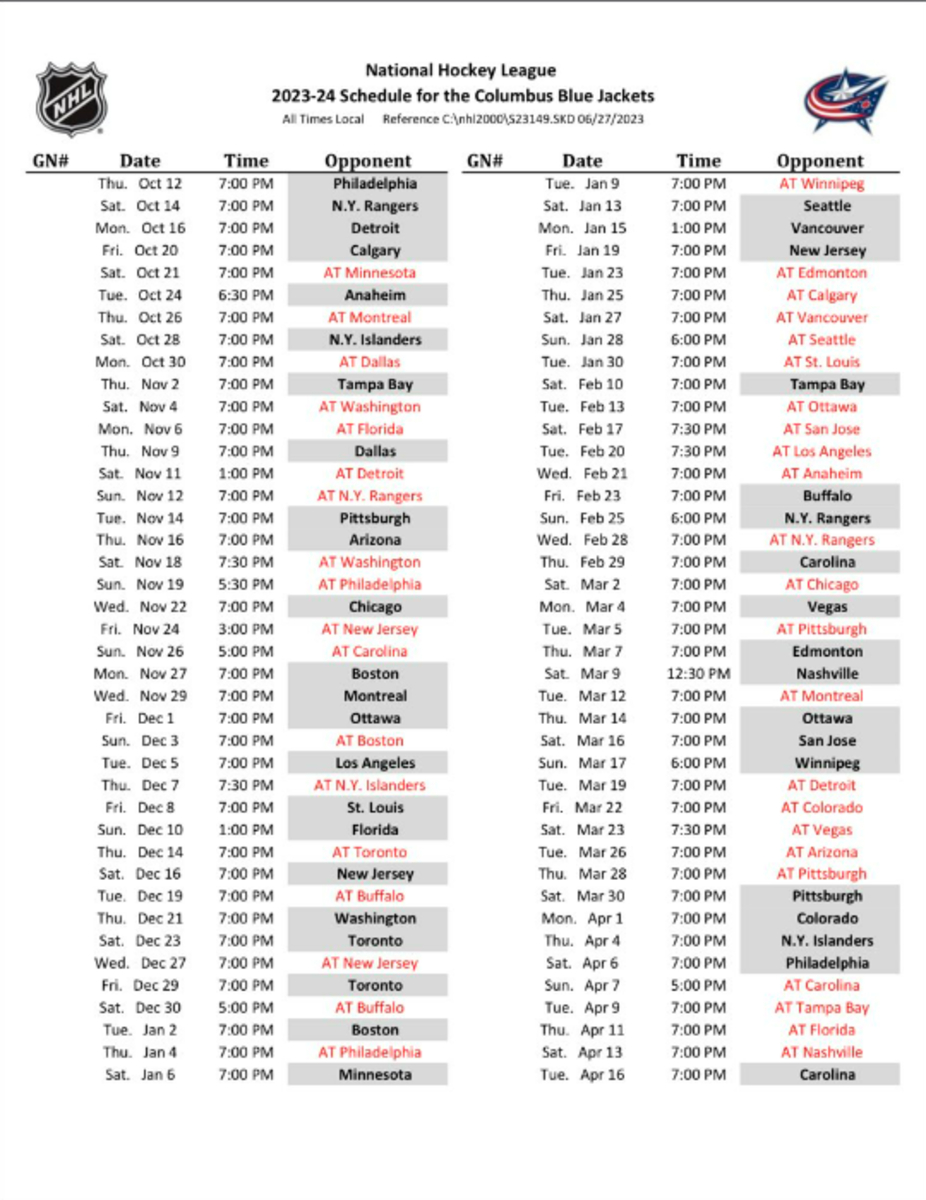 The 2023-24 Blue Jackets Schedule Has Been Released - The Hockey with regard to Columbus Blue Jackets Printable Schedule