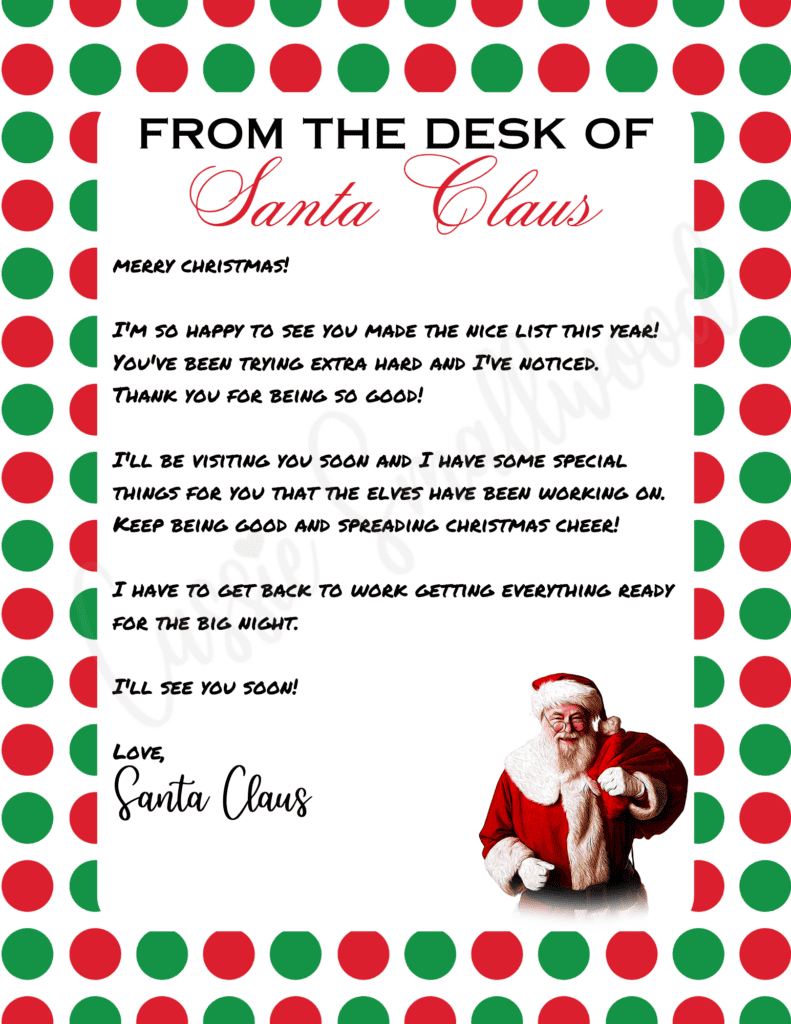 The Cutest Letters From Santa - Cassie Smallwood inside Free Letter From Santa Printable Template
