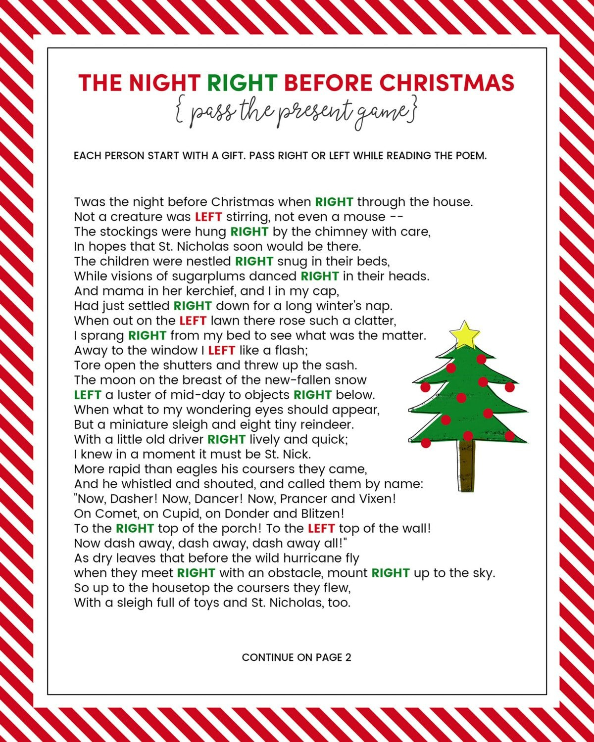 The Left Right Christmas Game {With Story + Print}| Lil' Luna intended for Pass the Gift Game Free Printable